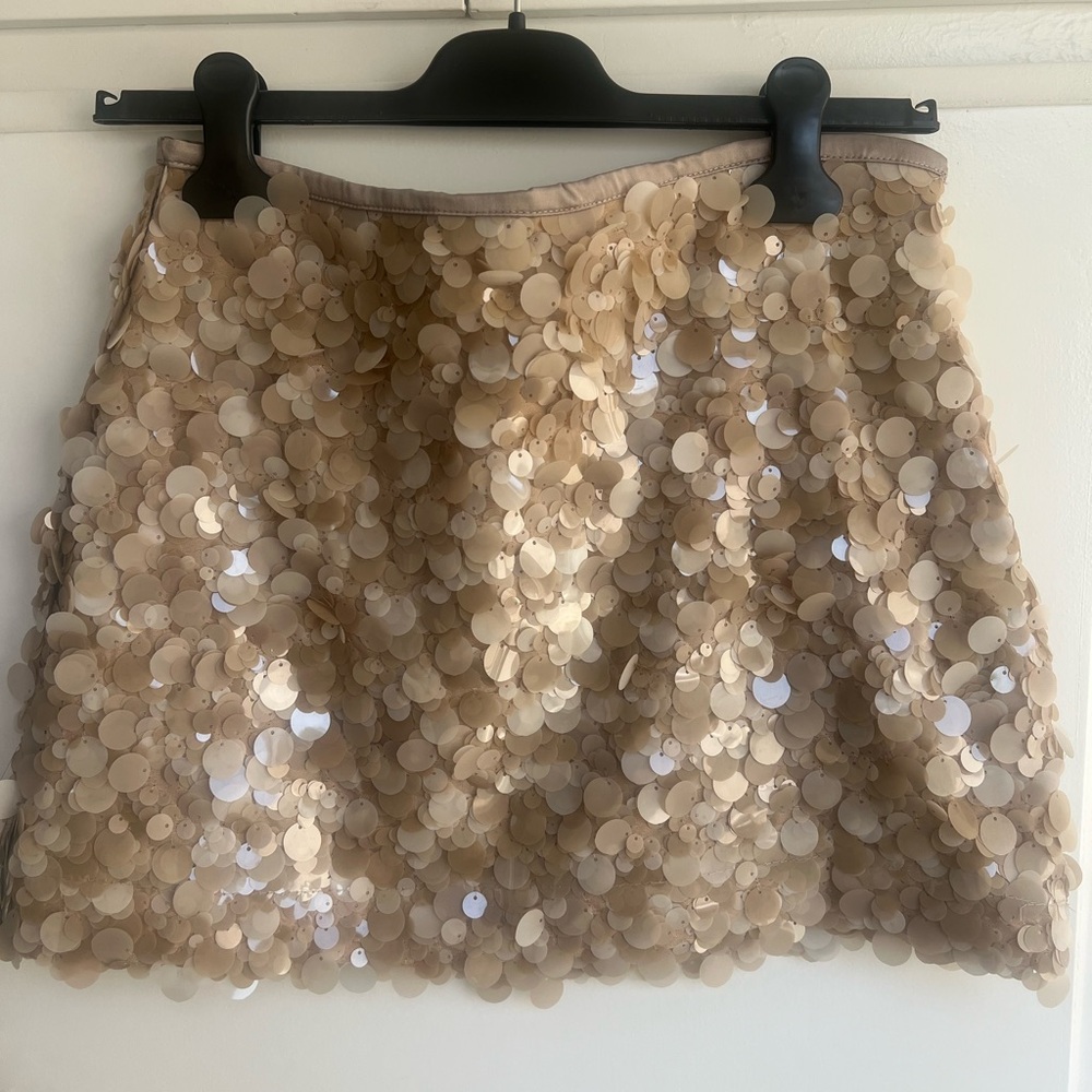 Zara Beige Sequin Mini Skirt